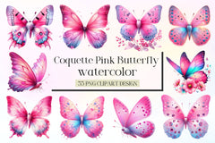 Coquette Pink Butterfly Clipart Bundle 2 - CraftNest - Digital Crafting and Art