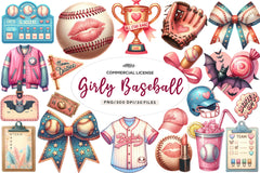 Retro Girly Baseball Clipart Bundle 1 - CraftNest - Digital Crafting and Art