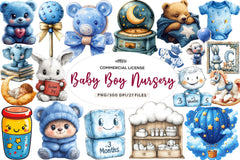 Blue Baby Boy Nursery Clipart Bundle 1 - CraftNest - Digital Crafting and Art