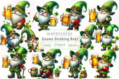 Gnome Drinking Beer St Patricks Day Clipart Bundle - CraftNest - Digital Crafting and Art