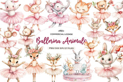 Cute Pink Ballerina Animals Clipart Bundle - CraftNest - Digital Crafting and Art