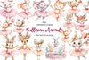 Cute Pink Ballerina Animals Clipart Bundle