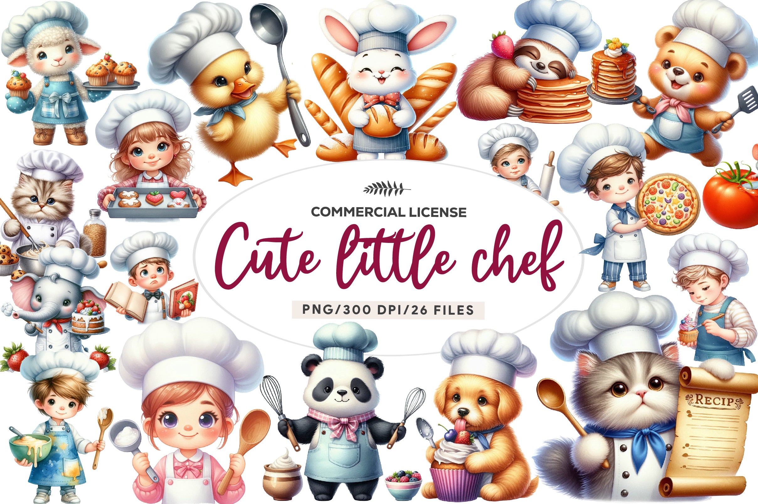 Cute Little Chef Cooking Clipart Bundle - CraftNest - Digital Crafting and Art