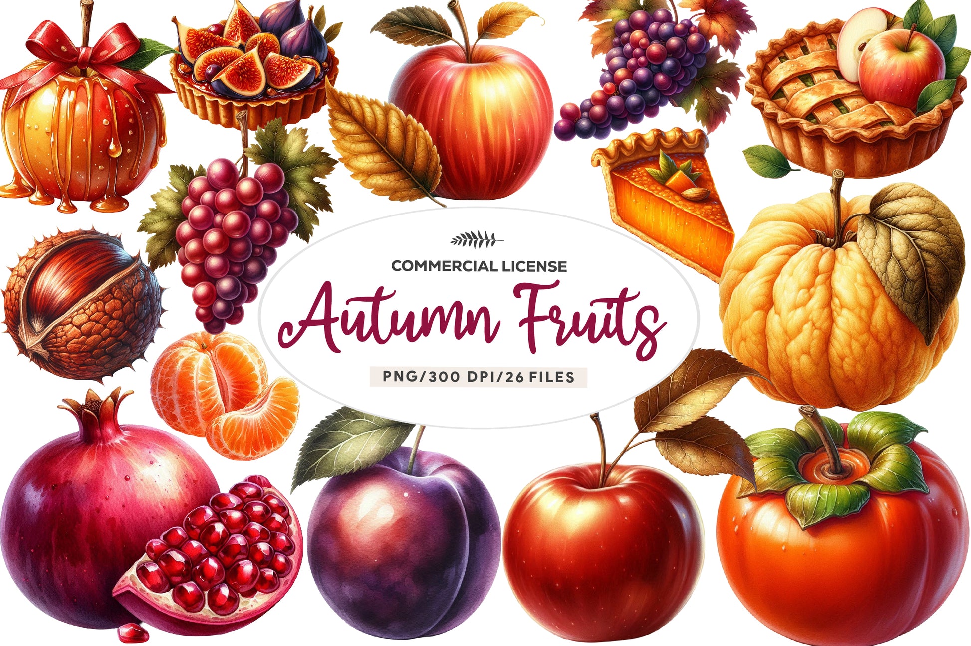Autumn Fruits Clipart Bundle - CraftNest - Digital Crafting and Art