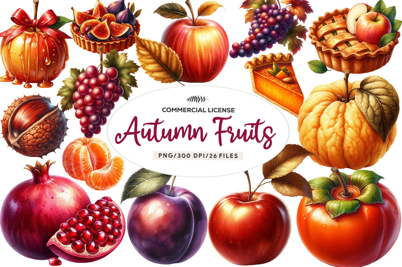 Autumn Fruits Clipart Bundle - CraftNest - Digital Crafting and Art