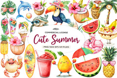 Tropical Cute Summer Clipart Bundle - CraftNest - Digital Crafting and Art