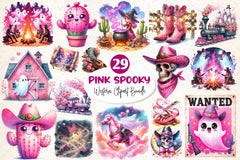 Pink Spooky Western Clipart Bundle - CraftNest - Digital Crafting and Art