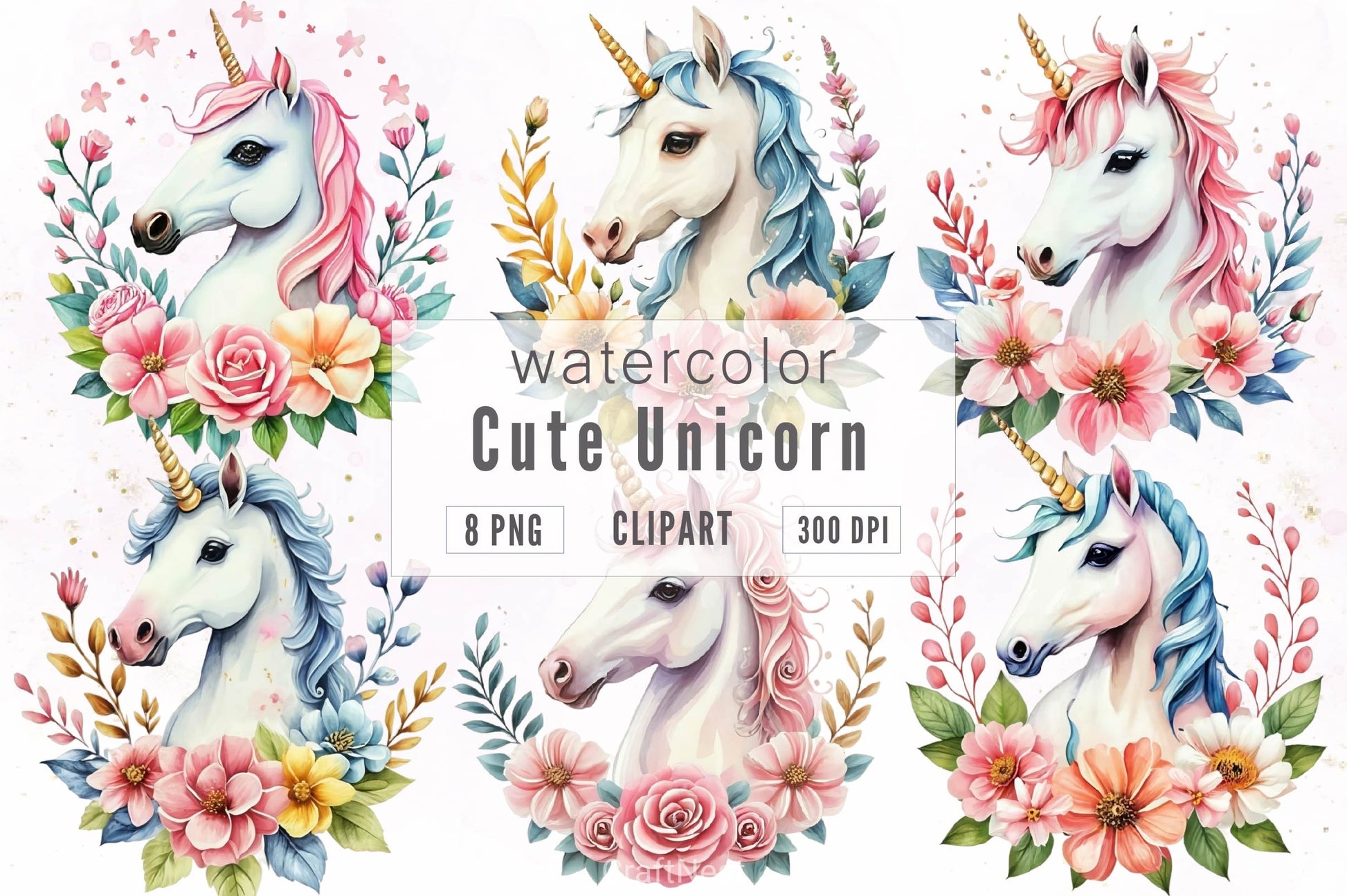 Cute Unicorn Clipart Bundle 12 - CraftNest - Digital Crafting and Art