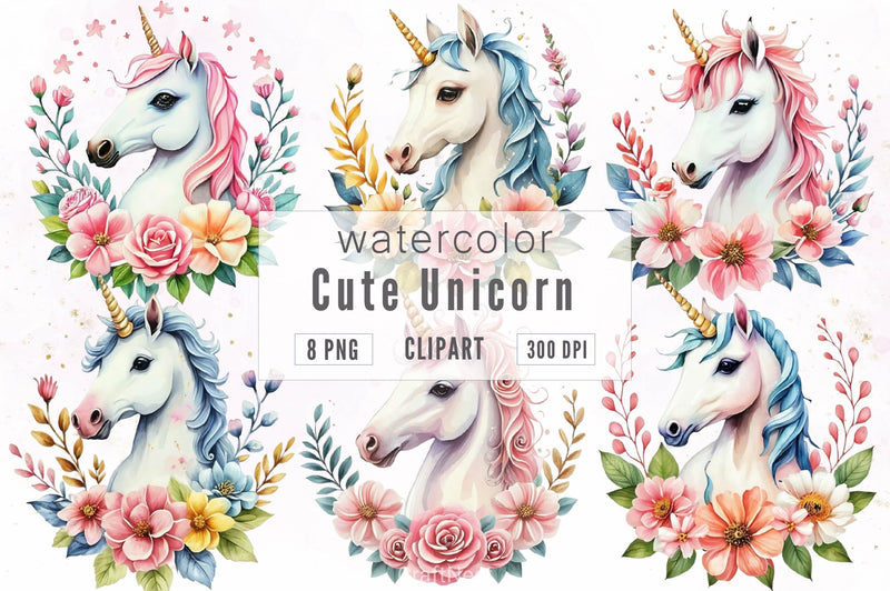 Cute Unicorn Clipart Bundle 12 - CraftNest - Digital Crafting and Art