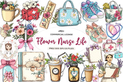 Flower Nurse Life Coquette Coastal Clipart Bundle - CraftNest - Digital Crafting and Art