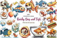 Quirky Dog And Fish Clipart Bundle - CraftNest - Digital Crafting and Art