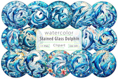 Stained Glass Dolphin Clipart Bundle - CraftNest - Digital Crafting and Art