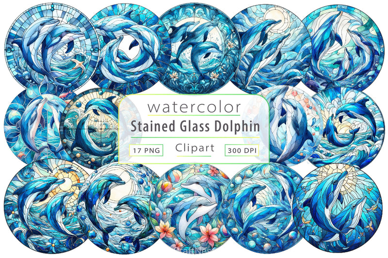Stained Glass Dolphin Clipart Bundle - CraftNest - Digital Crafting and Art