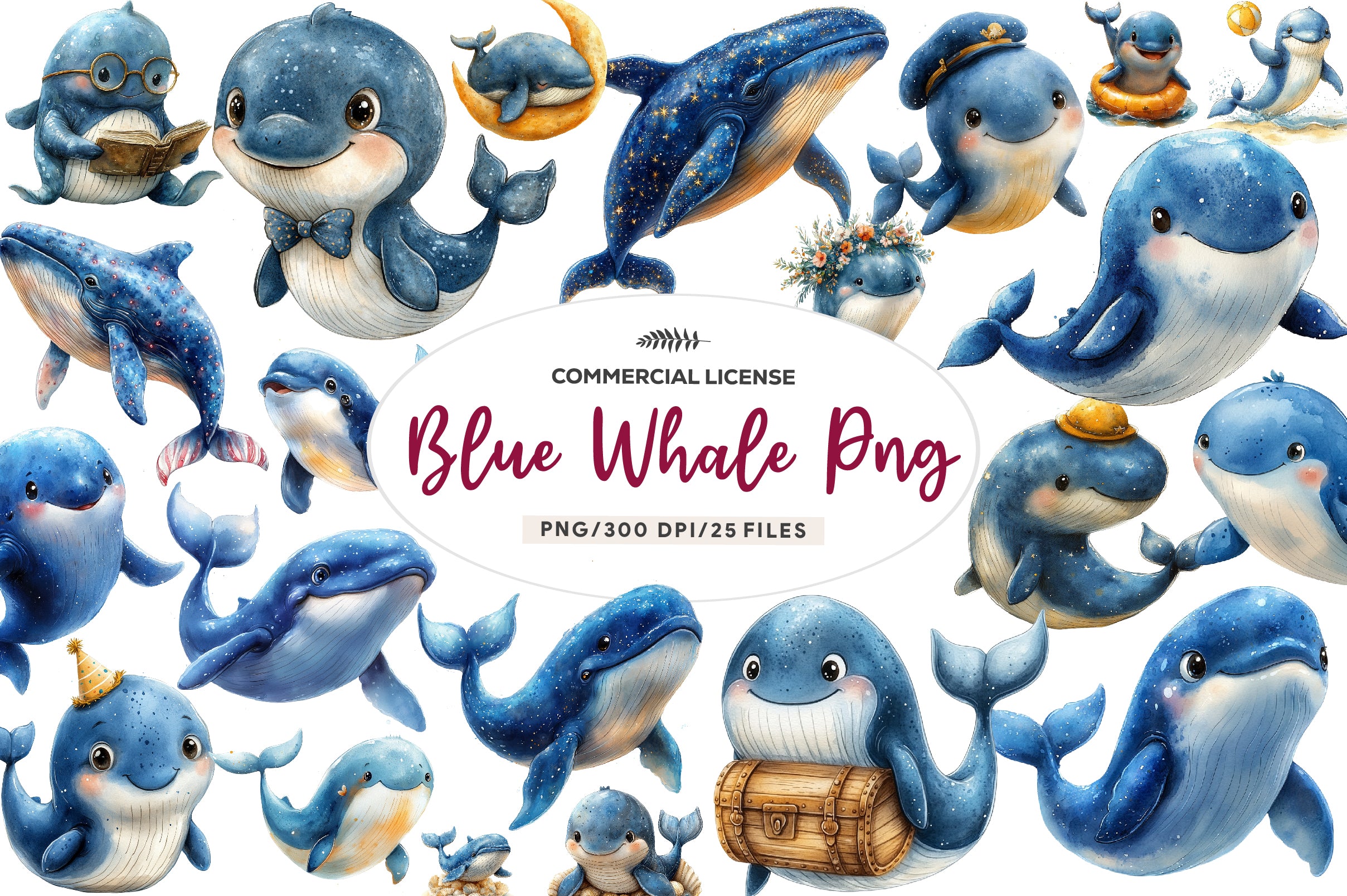 Whale Blue Whale Clipart Bundle - CraftNest - Digital Crafting and Art