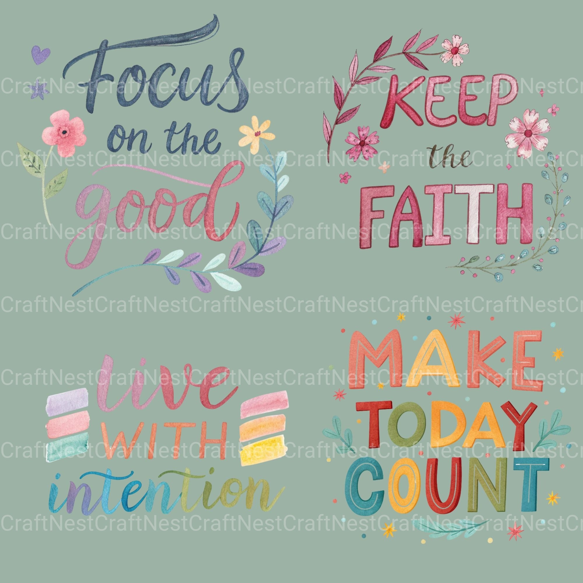 Positive Quotes 2 Clipart Bundle - CraftNest - Digital Crafting and Art