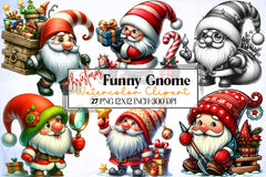 Christmas Retro Gnome Clipart Bundle - CraftNest - Digital Crafting and Art