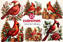 Christmas Cardinal Bird Clipart Bundle - CraftNest - Digital Crafting and Art