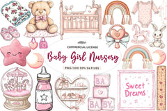 Pink Baby Girl Nursery Clipart Bundle 2 - CraftNest - Digital Crafting and Art