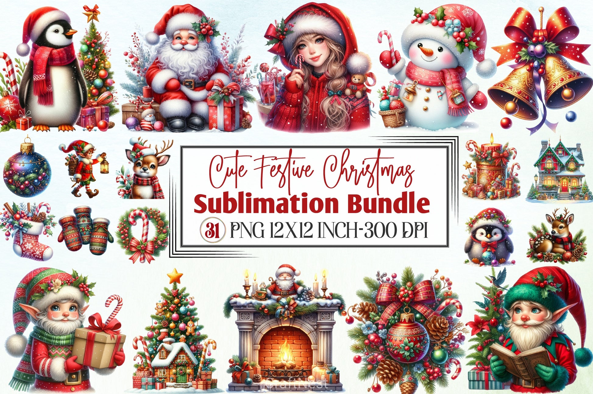 Festive Christmas Clipart Bundle - CraftNest - Digital Crafting and Art