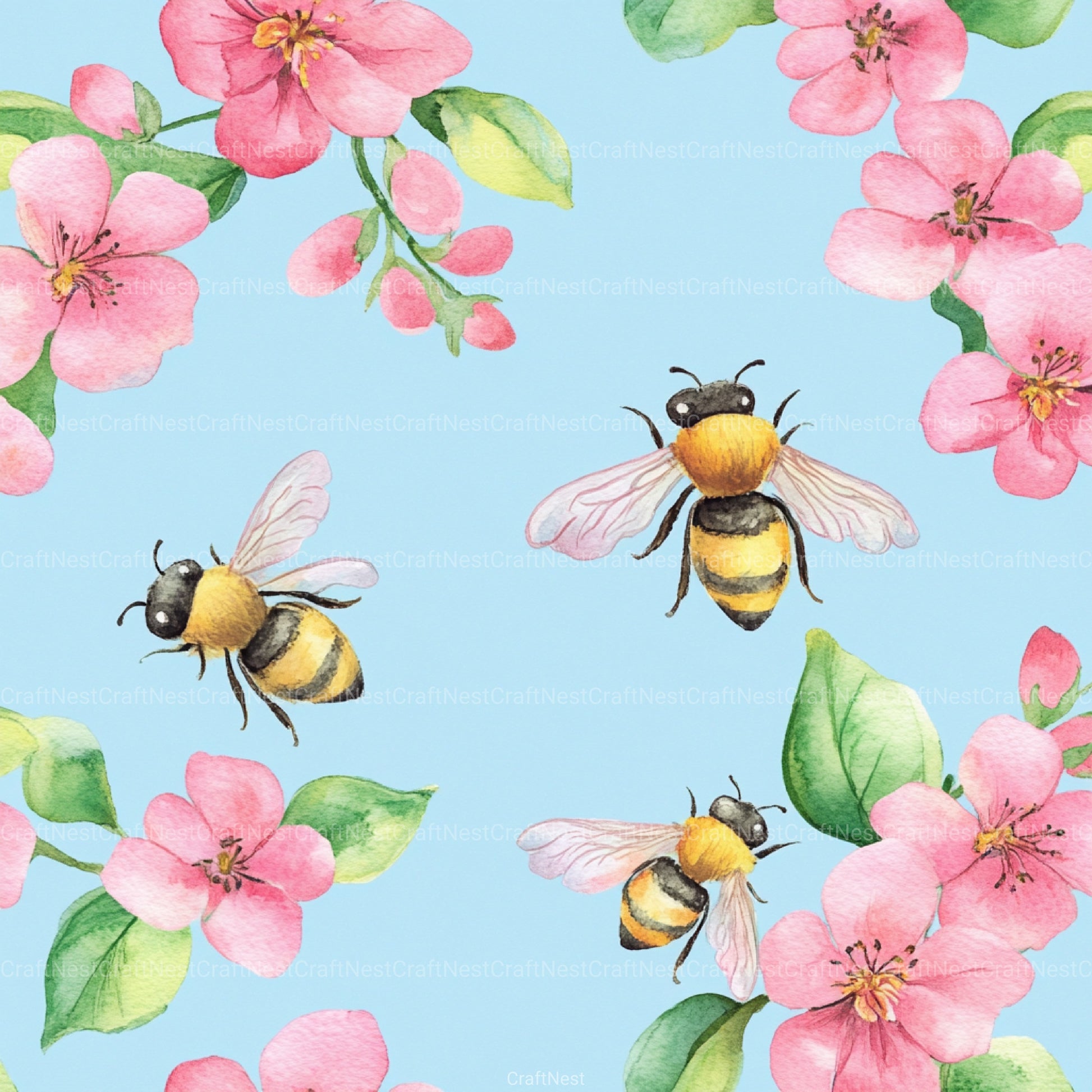 Lovely Bee Digital Paper - CraftNest - Digital Crafting and Art