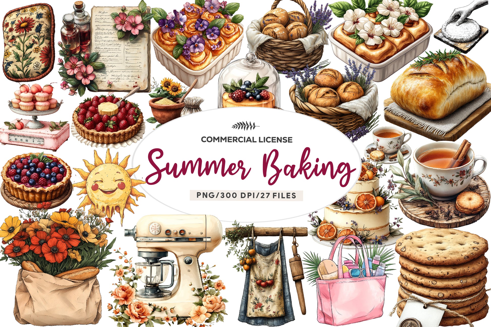 Bohemian Summer Baking Clipart Bundle - CraftNest - Digital Crafting and Art