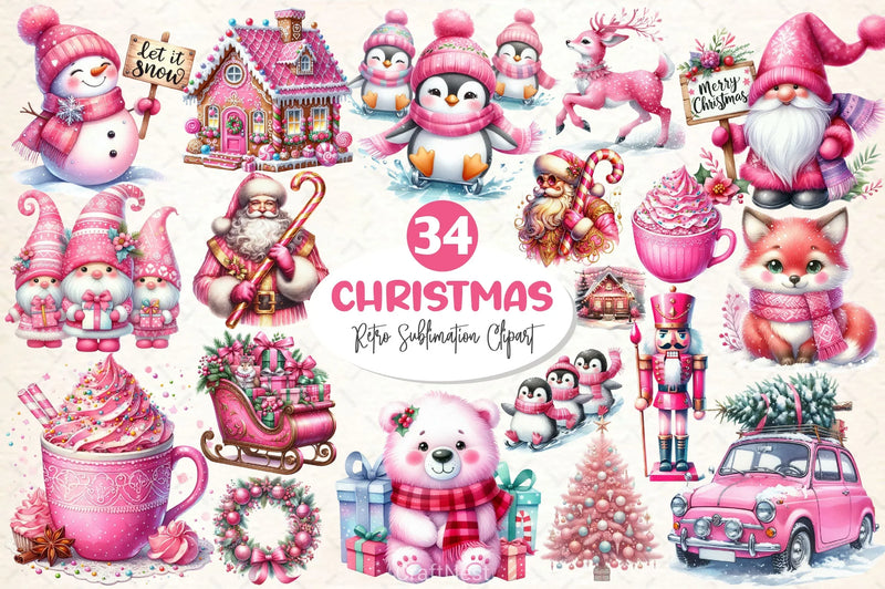Retro Christmas Clipart Bundle 2 - CraftNest - Digital Crafting and Art