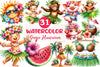 Cute Tropical Hula Dance Hawaiian Clipart Bundle