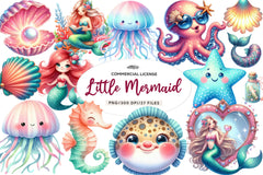 Cute The Little Mermaid Clipart Bundle - CraftNest - Digital Crafting and Art