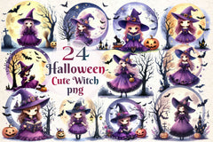 Halloween Cute Witch Clipart Bundle 4 - CraftNest - Digital Crafting and Art