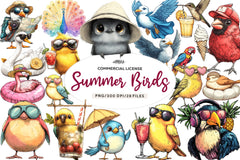 Quirky Whimsical Summer Birds Clipart Bundle - CraftNest - Digital Crafting and Art