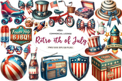 Retro 4th Of July Clipart Bundle 1 - CraftNest - Digital Crafting and Art