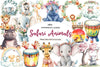 Cute Boho Baby Safari Animals Clipart Bundle