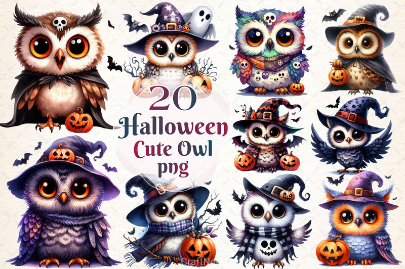 Cute Owl Halloween Scary Owl Clipart Bundle - CraftNest - Digital Crafting and Art