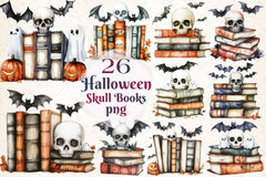Skull Spell Books Spooky Halloween Copy Clipart Bundle - CraftNest - Digital Crafting and Art