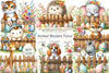 Easter Animal With Wooden Fence Clipart Bundle