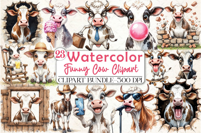 Funny Cow Clipart Bundle - CraftNest - Digital Crafting and Art