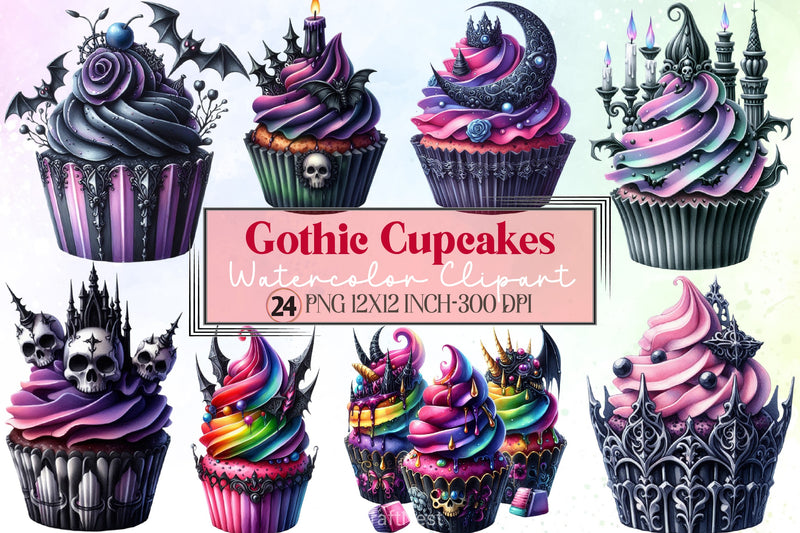 Gothic Cupcakes Clipart Bundle - CraftNest - Digital Crafting and Art
