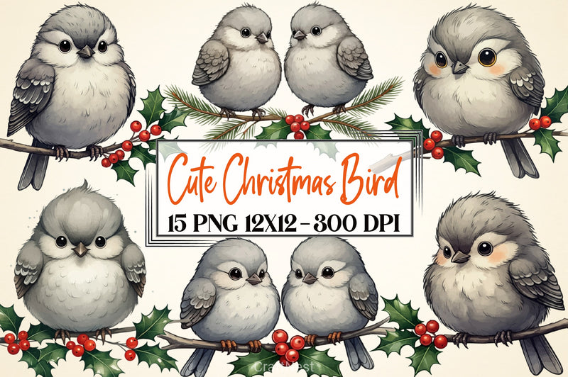 Cute Christmas Bird Clipart Bundle - CraftNest - Digital Crafting and Art