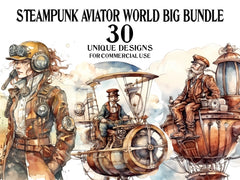 Steampunk Aviator World Clipart - CraftNest