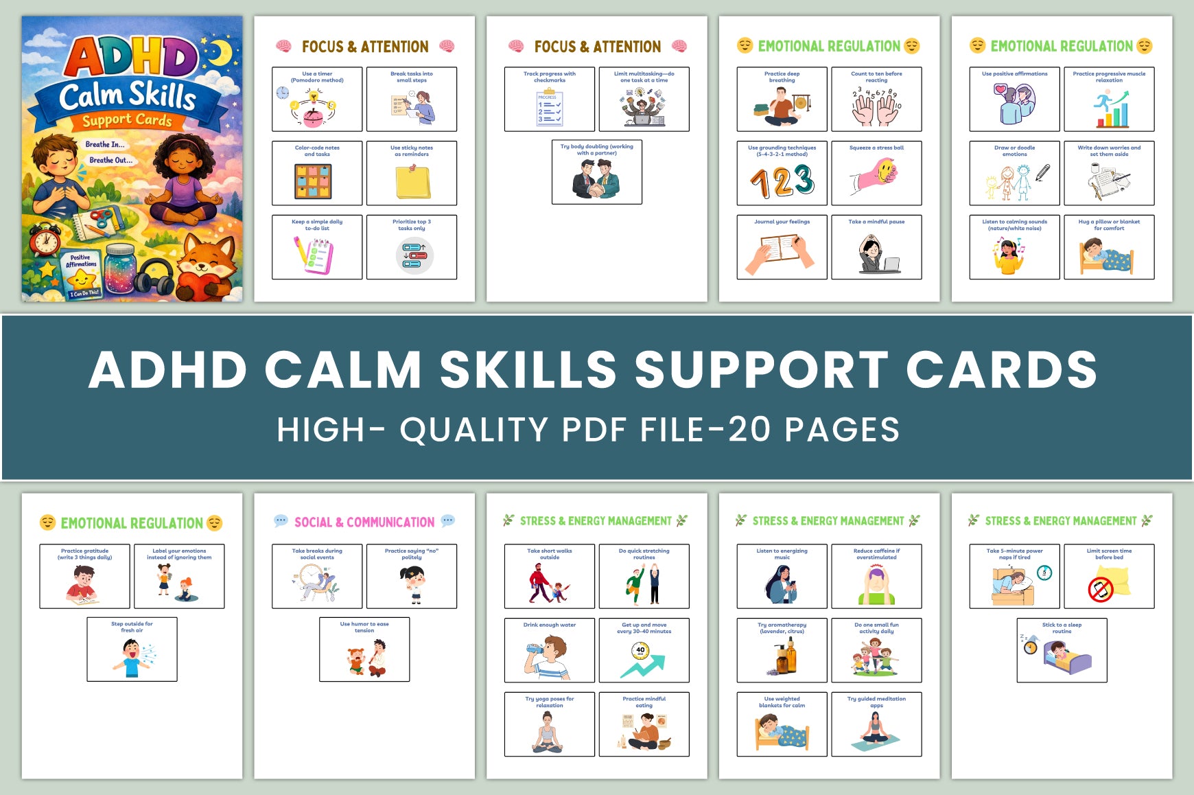 ADHD Calm Skills Support Cards