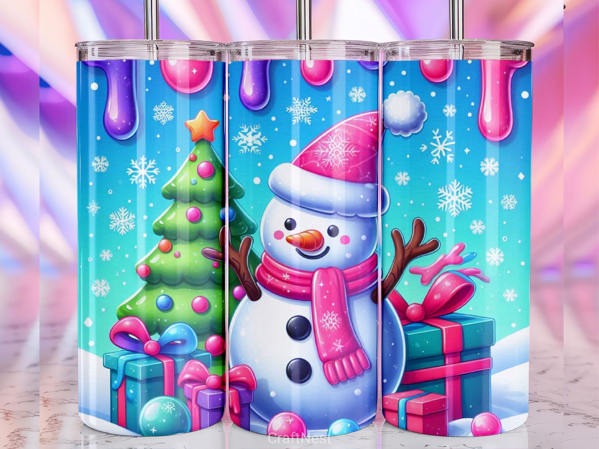 Cute Christmas Snowman Tumbler Wrap Bundle 10 - CraftNest - Digital Crafting and Art