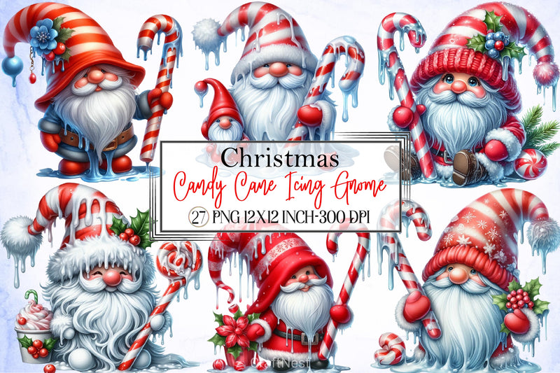 Christmas Candy Cane Gnome Clipart Bundle - CraftNest - Digital Crafting and Art