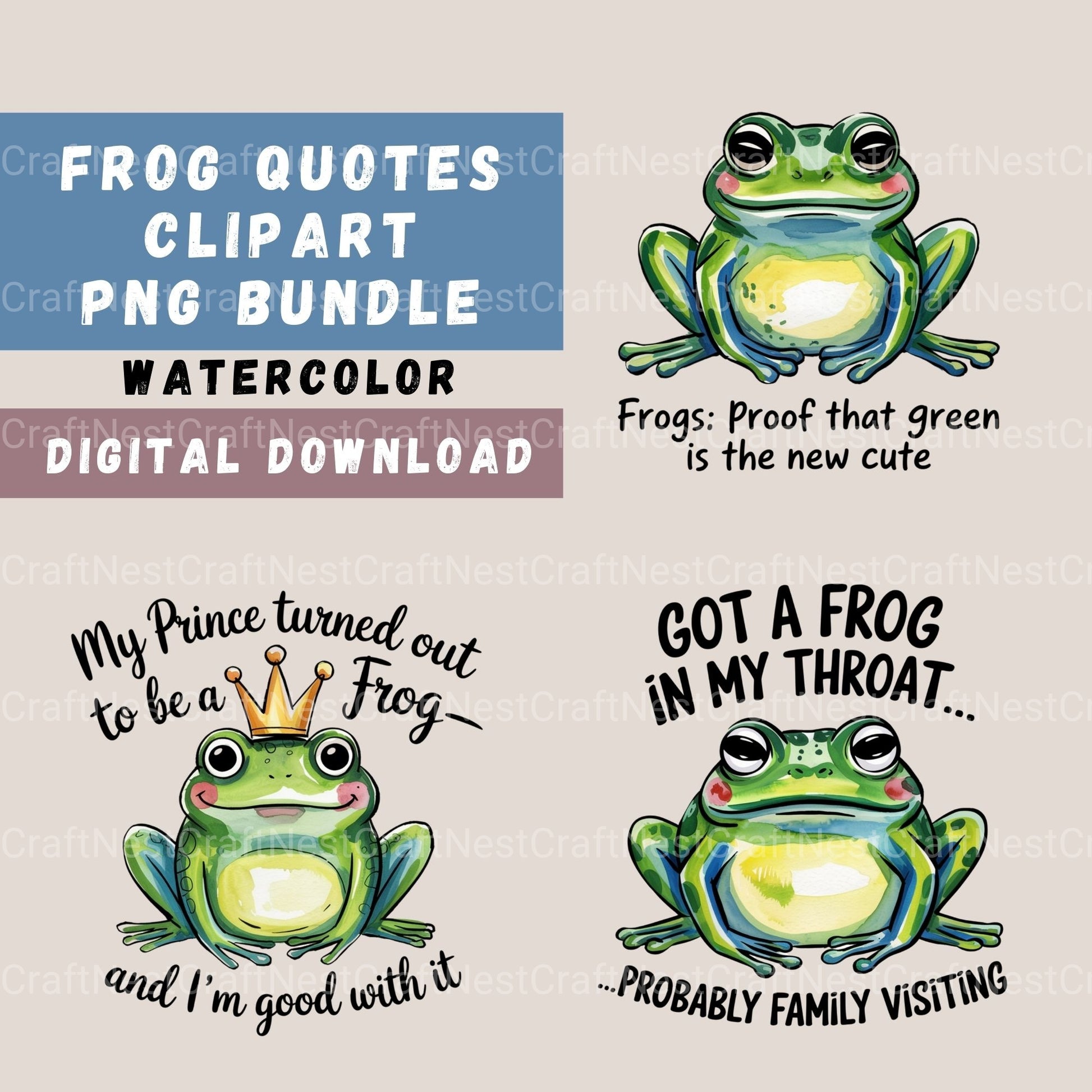 Funny Frog Quotes Clipart Bundle - CraftNest - Digital Crafting and Art