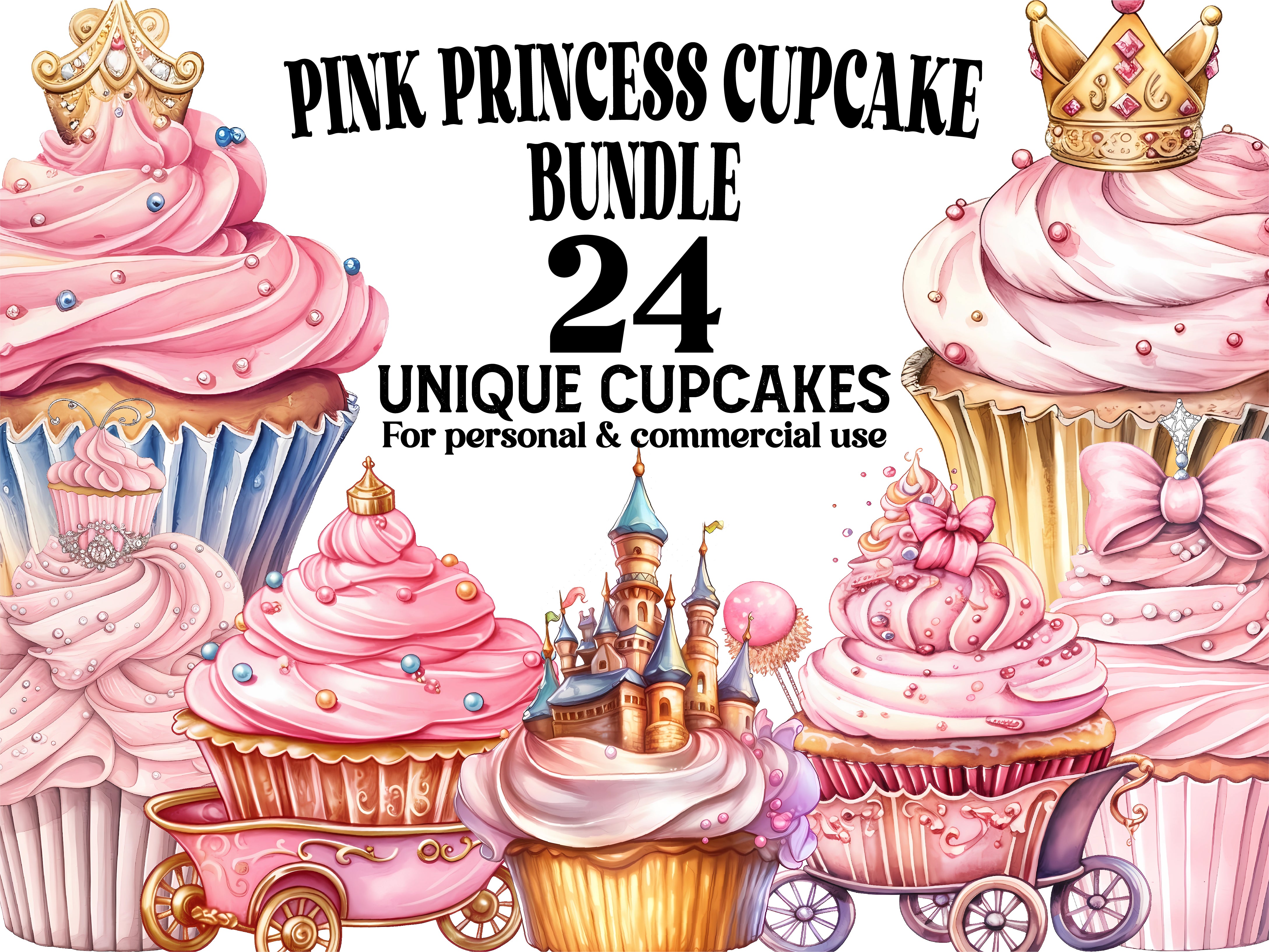 Pink Princess Cupcakes Clipart - CraftNest