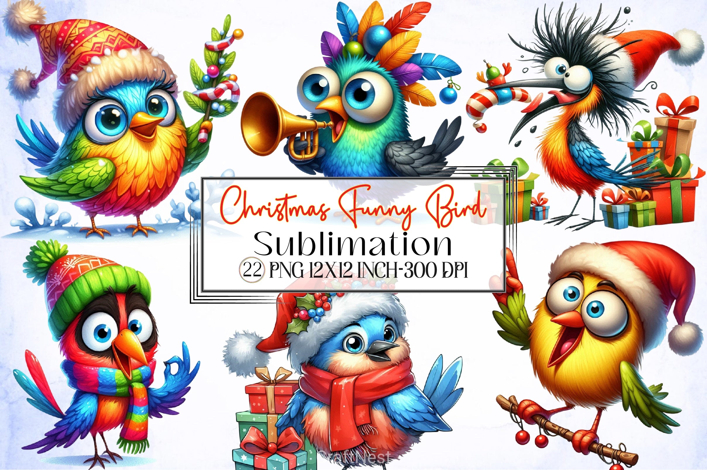 Christmas Bird Clipart Bundle 1 - CraftNest - Digital Crafting and Art