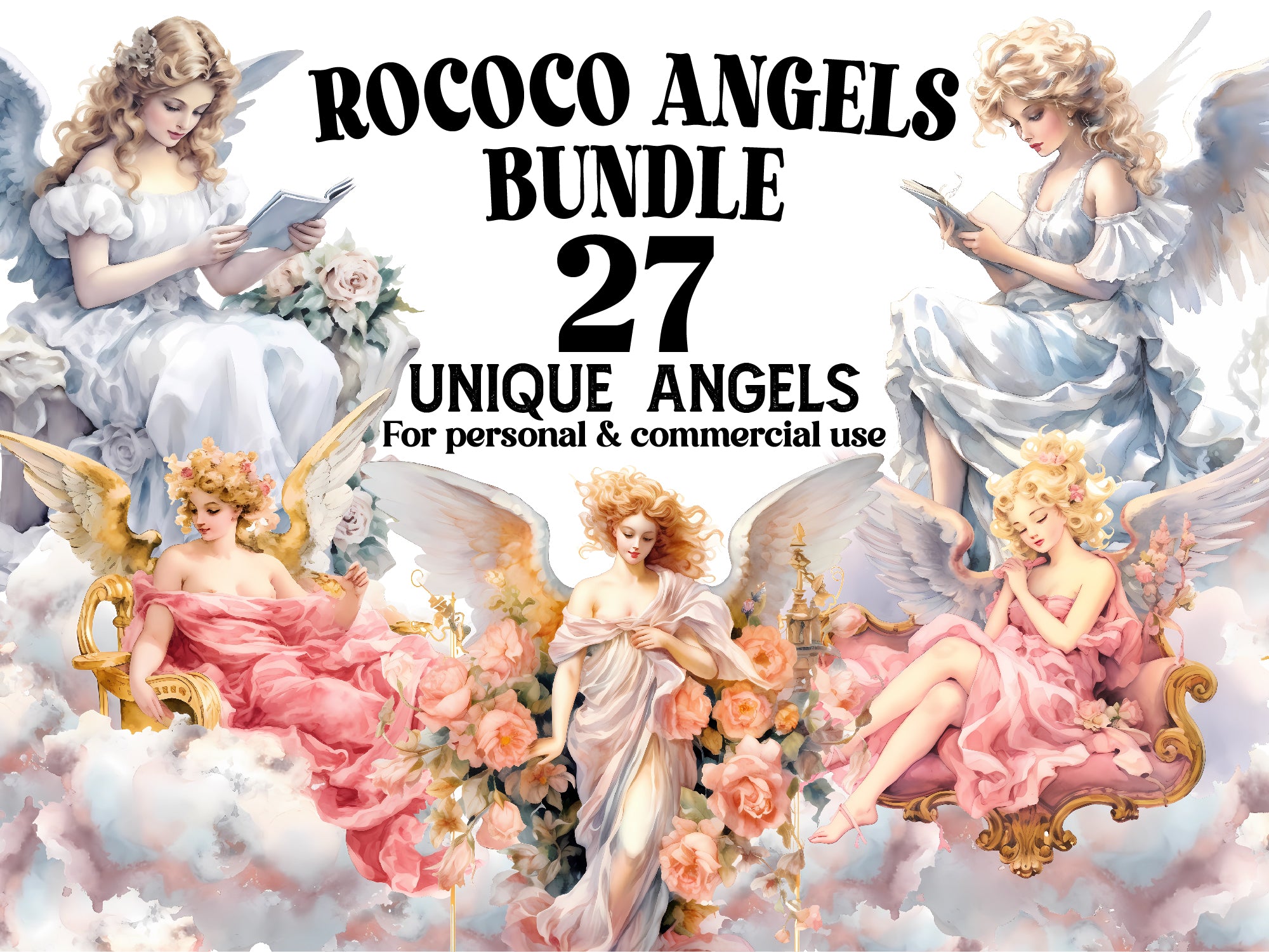 Rococo Angels Clipart - CraftNest