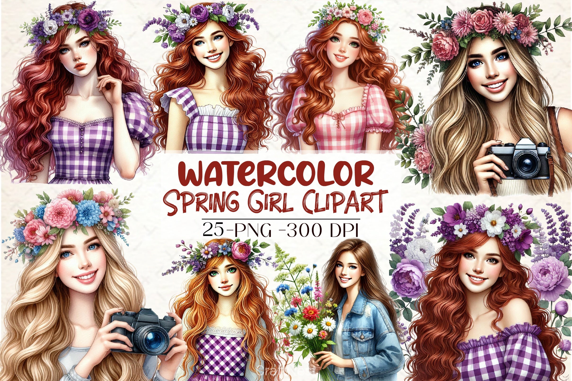 Spring Girl Clipart Bundle - CraftNest - Digital Crafting and Art