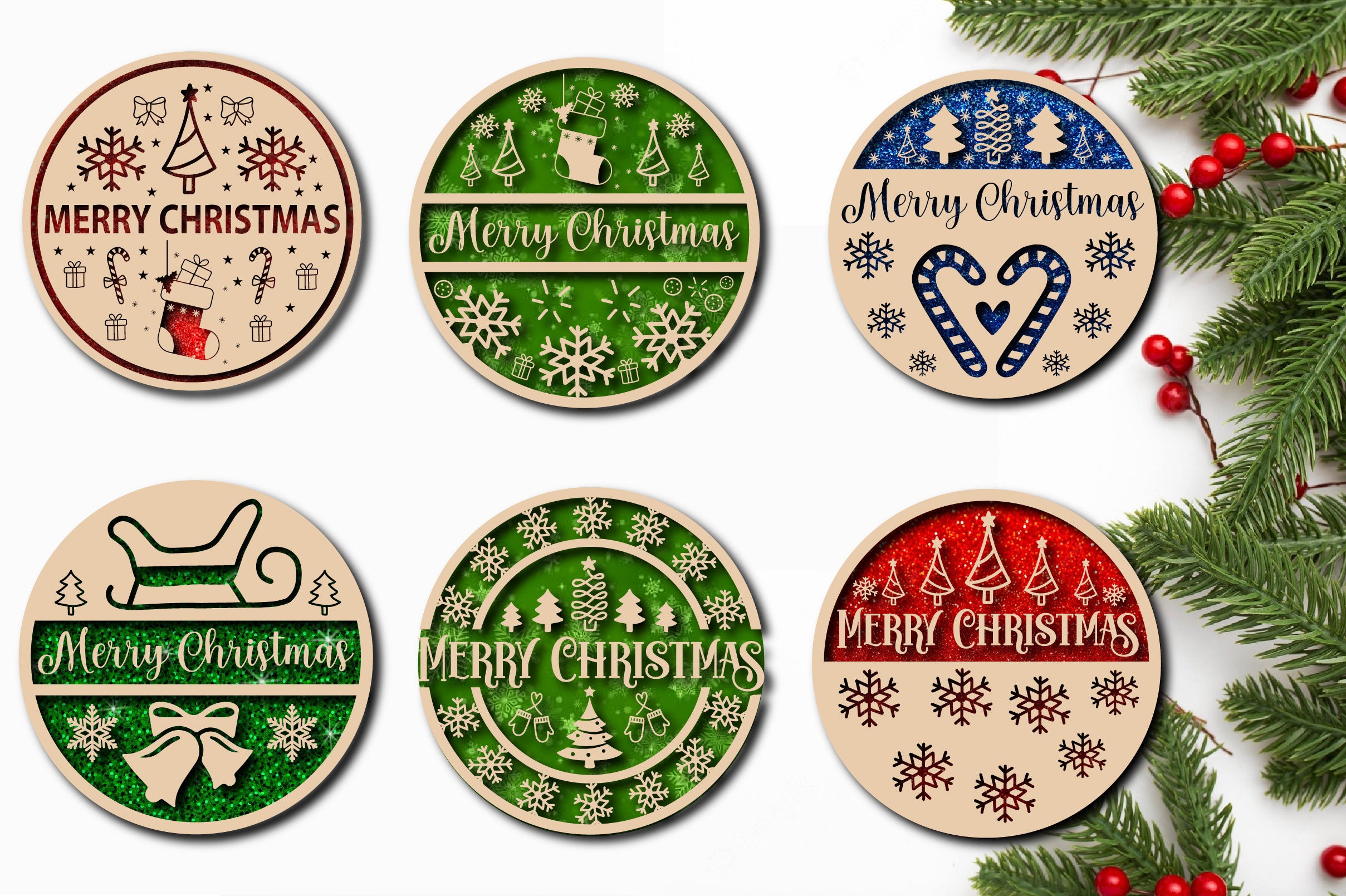 Christmas Cardinal Bird Sign Laser Cut Bundle - CraftNest - Digital Crafting and Art