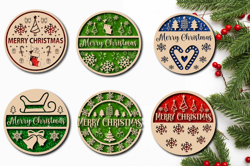 Christmas Cardinal Bird Sign Laser Cut Bundle - CraftNest - Digital Crafting and Art