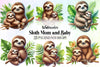 Sloth Mom & Baby Clipart Bundle